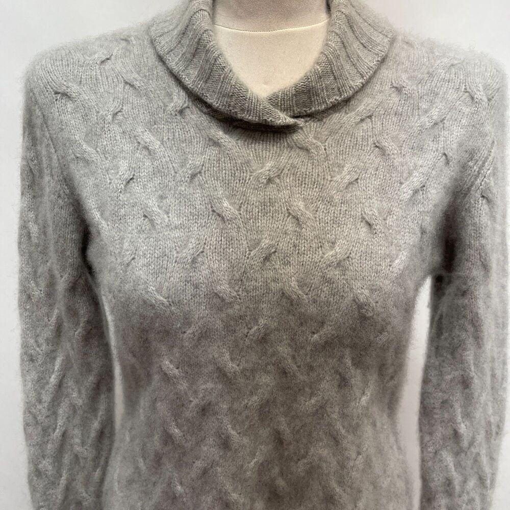 Talbots Sweater Small Medium Large Light Gray 100… - image 2